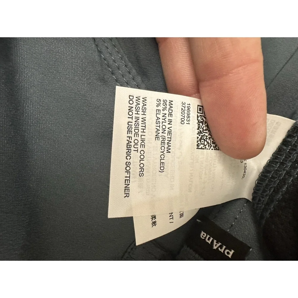 Prana Men's Stretch Zion Pants 2 Grey Blue Size 38x30 Slim Fit